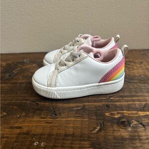 Carters Kids White and Pink Sneakers with Rainbow Detail size 4